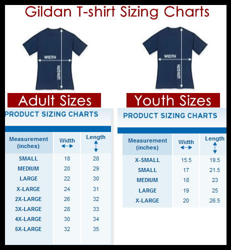 Gildan Youth Size Chart Shirt